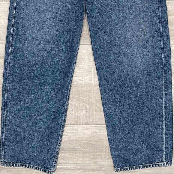 Agolde High Rise Broken Waistband Asymmetrical Jean in Intrigue Blue Denim Sz 28 - Picture 7 of 15